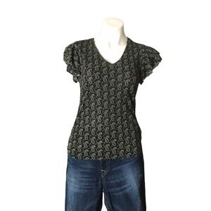 Vince Camuto Paisley Floral Flutter Sleeve Top